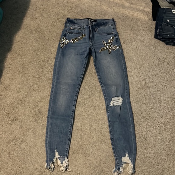 Express 00 ankle mid rise denim leggings - Picture 1 of 7